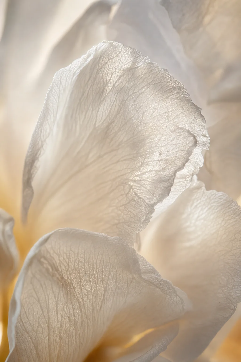 Macro detail of ivory petals.